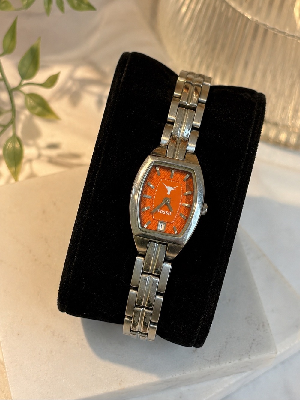 Fossil College Collection Texas Longhorns Orange Dial Women’s Watch Date Quartz